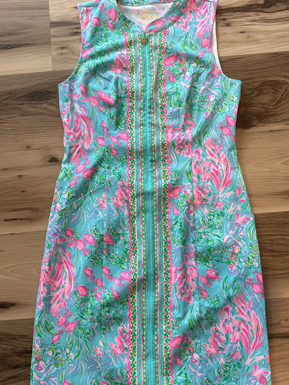 Lilly Pulitzer luxleta golf dress in Aqua Pink Floral Sleeveless
